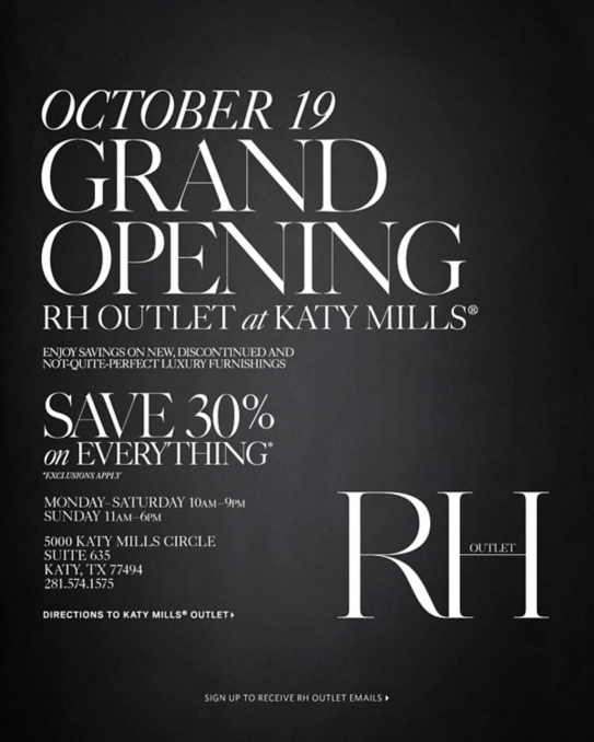 RH Outlet, Katy Mills, TX