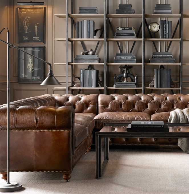 Kensington leather sofa restoration hardware sale