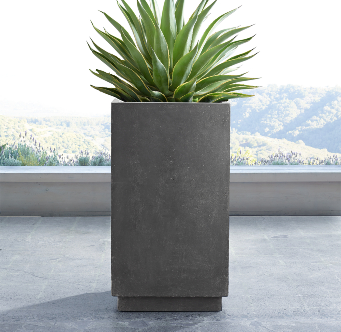 Weathered Cast Stone Cube Planters