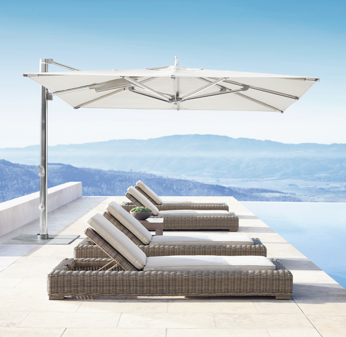 13' Tuuci® Ocean Master Max Cantilever Square Polished Aluminum Umbrella