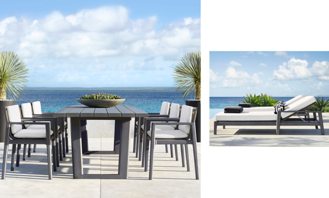 shop Mesa Slate Metal Dining and Chaise