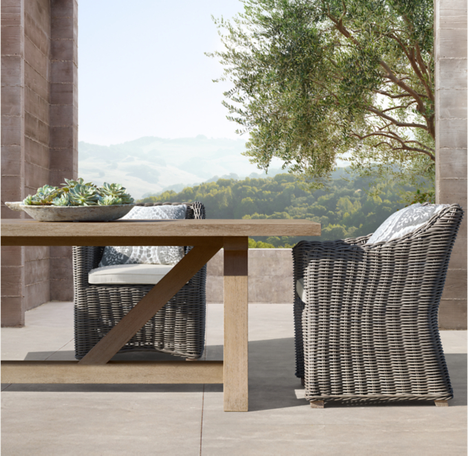 French Beam Teak Rectangular Extension Dining Table