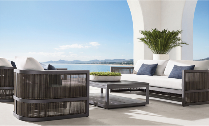 108 Capri Aluminum Sofa RH