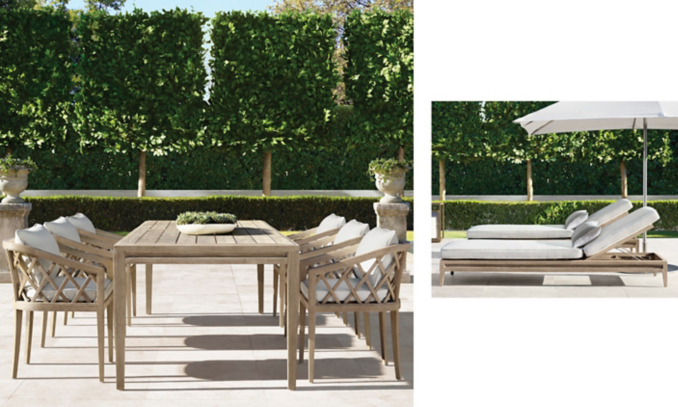 shop Greystone Weathered Teak Dining and Chaise