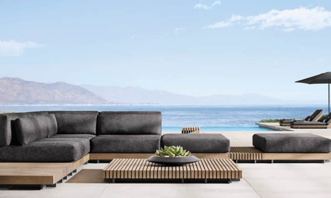 shop Platform Weathered Teak Ottoman Sectional