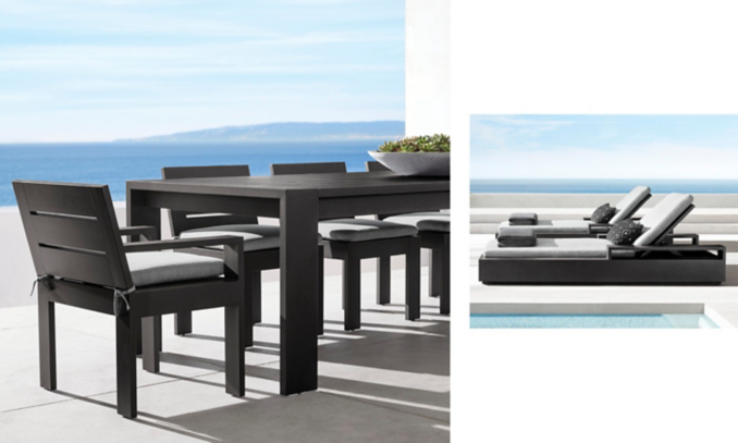 shop Marbella Iron Rectangular Dining & Chaise Smerge