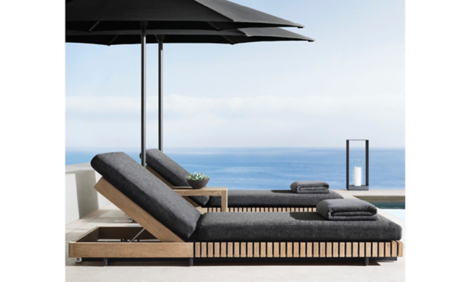 shop Platform Weathered Teak Chaise