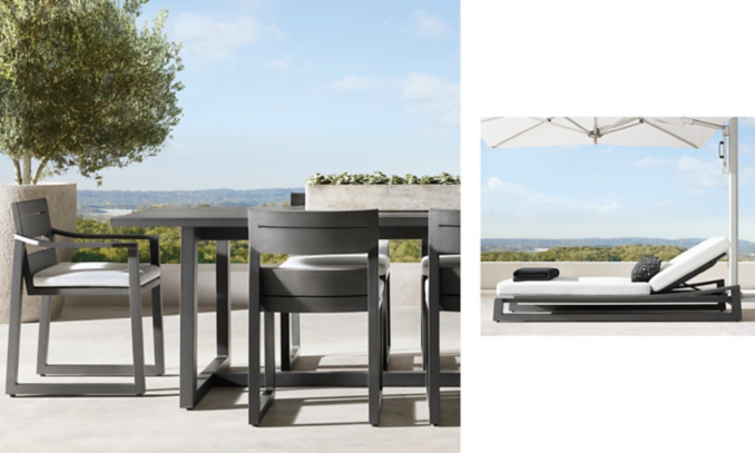 shop Sebastian Slate Metal Dining Chaise Smerge