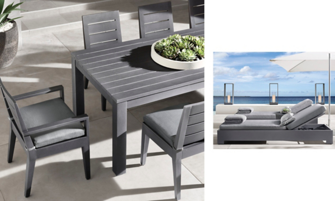 shop Belvedere Slate Metal Dining and Chaise