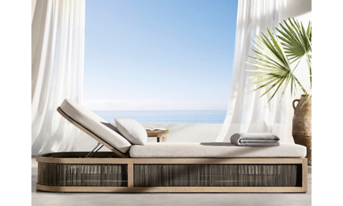 shop Como Weathered Teak Chaise