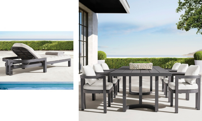 shop Potrofino Slate Metal Chaise and Concrete Dining