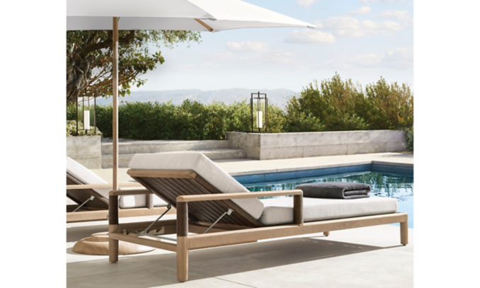 shop MR12 Weathered Teak Chaise