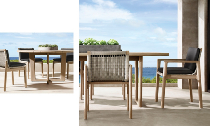 shop Mesa Weathered Teak Dining and Chaise