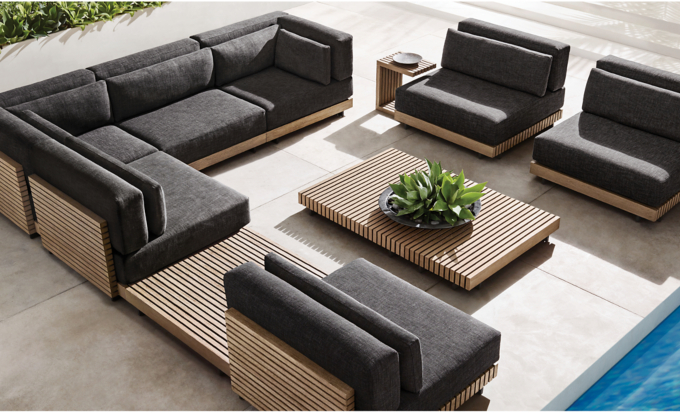 Caicos Teak Modular Sofa RH