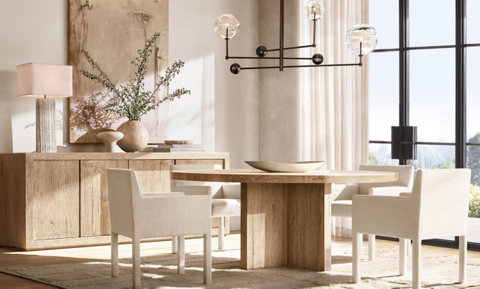 Reclaimed Oak Plank Round Dining Table