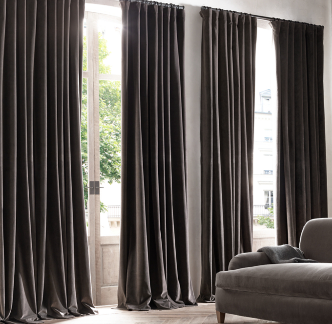 Plush Velvet French Grey Curtains