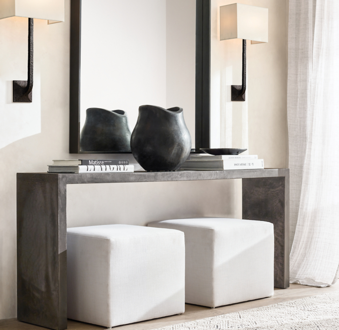 Restoration hardware store concrete console table