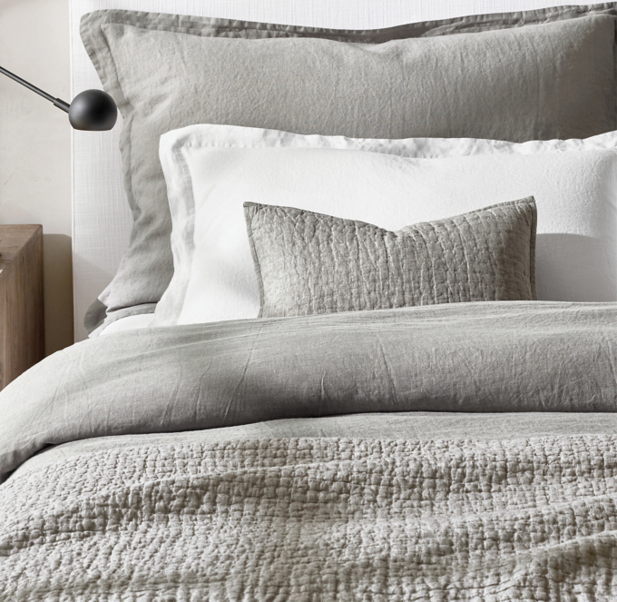 Stonewashed Belgian Linen Bedding Collection | RH