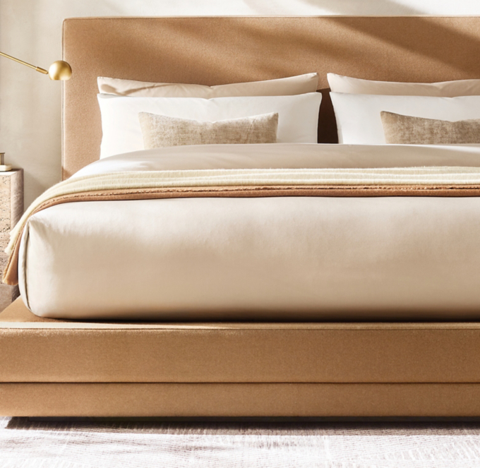 Duvet cover and shams shown in Sand.