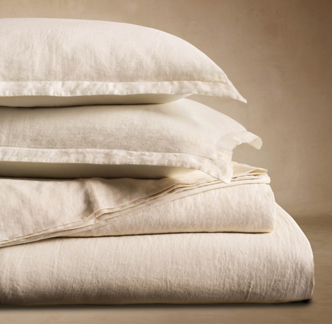 Italian Heritage Washed Piped Linen Sheet Set