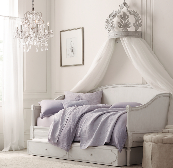 Pewter demilune canopy bed crown best sale