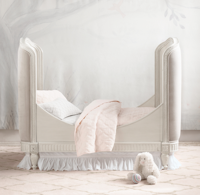 Belle Upholstered Crib Aged White RH