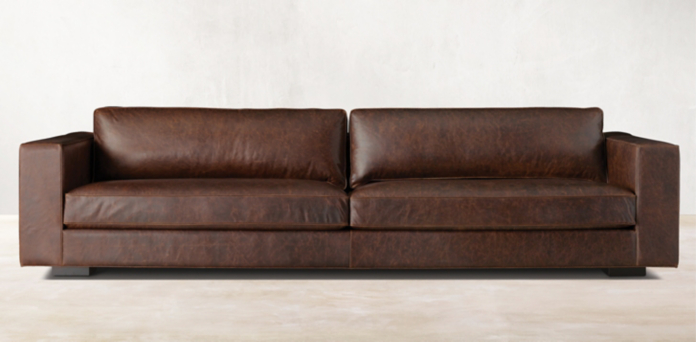 kennsington ebony leather restoration hardware sofa