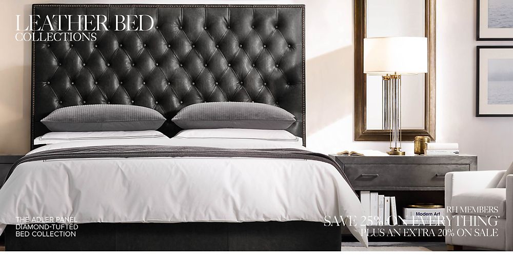 Leather Bed Collections Rh, White Leather Tufted Queen Bed