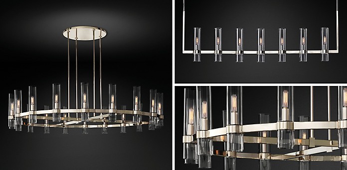 Ravelle Linear Chandelier Collection, Polished Nickel Chandelier For Office