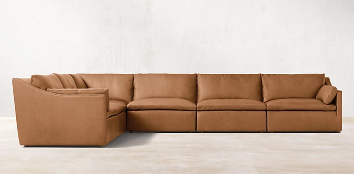 Cloud Leather Collection Rh, Brown Leather Sofa Restoration Cream