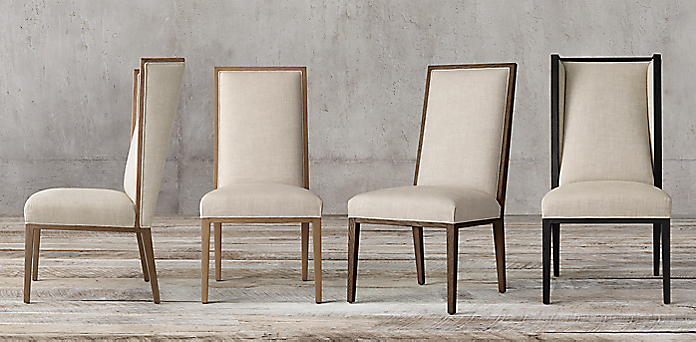 Fabric Chair Collections Rh, Tall Back Upholstered Dining Chairs
