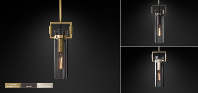 Machinist Glass Cylinder Pendant - Lacquered Burnished Brass