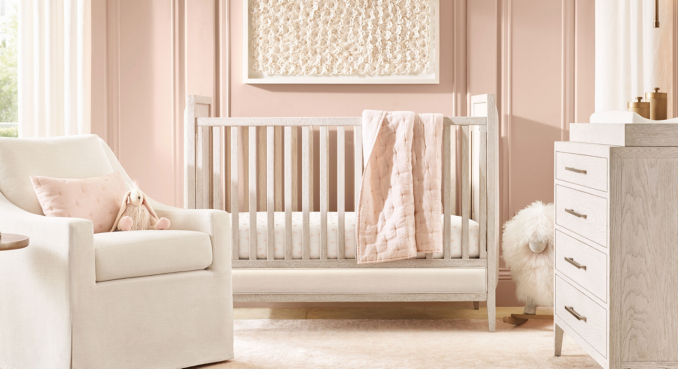 Watercolor Hearts Organic Percale Nursery Bedding Collection