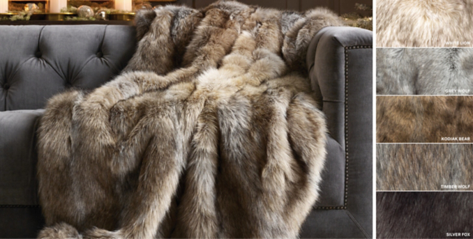 Silver Coffee Real Fur Fox Throw/Rug,Chair Cover glwec.in