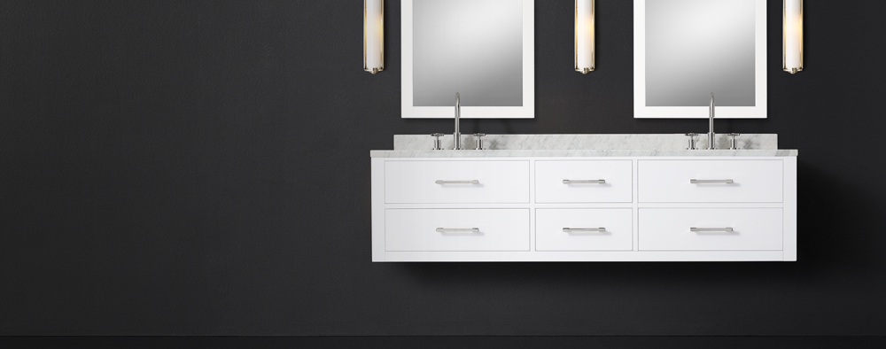 Hutton Floating Vanity Bath Collection White Polished Nickel