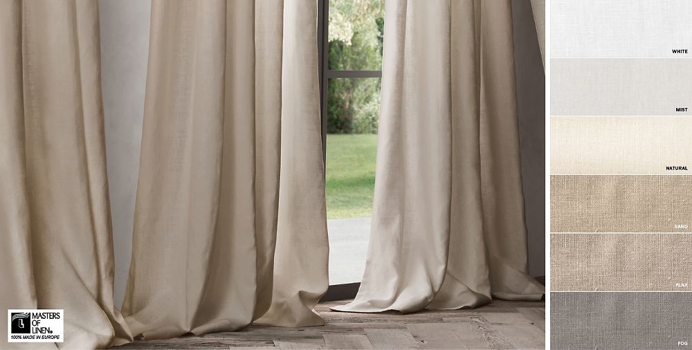 RH Restoration Hardware curtain drapery panels Belgian Linen Thai Silk Perennial 