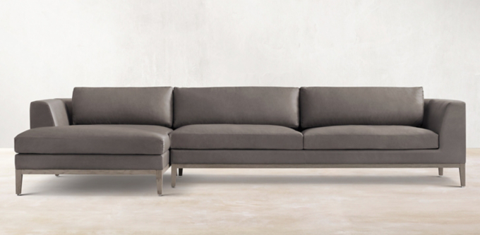 Italia Leather Taper Arm - Oak Base Sectionals