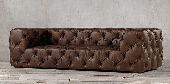 restoration hardware soho tufted leather sofa