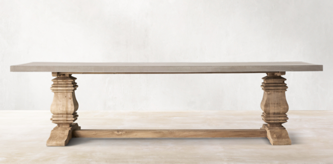 Salvaged Wood & Concrete Trestle Dining Table Collection