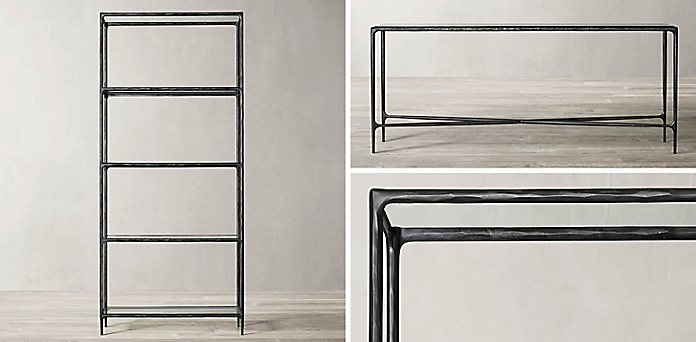 Open Shelving Collections Rh, Black Metal Etagere With Glass Shelves