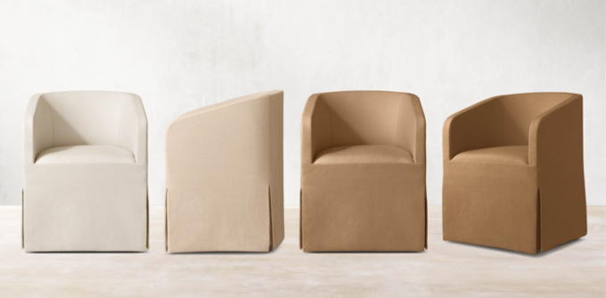 Ellison Barrelback Slope Arm Skirted Dining Chair