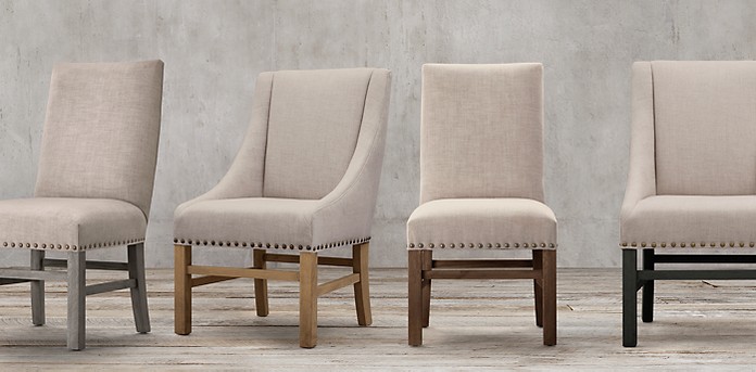 Nailhead Dining Chair Collection Rh, Grey Linen Nailhead Dining Chairs