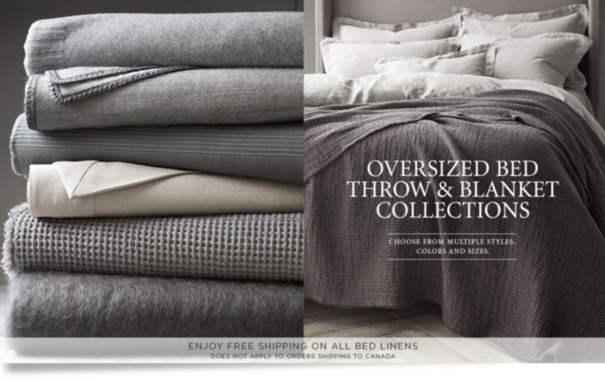 Oversized Bed Throws, Blankets & Pillows RH