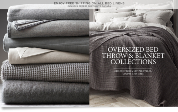 Oversized Bed Throws, Blankets & Pillows RH