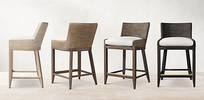 Wood Metal Woven Stool Collections Rh, Rh Bar Stools