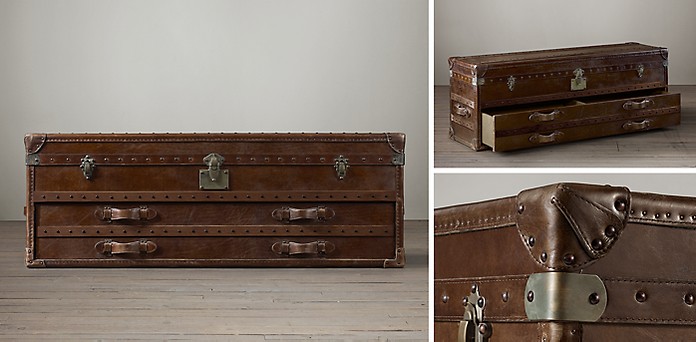 Mayfair Steamer Double Chest by Restoration Hardware  Vintage chest,  Leather trunk, Vintage steamer trunk