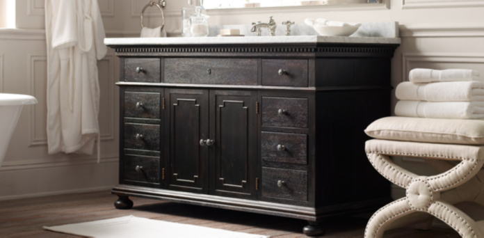 Gray Metal Bathroom Vanity And Restoration Hardware