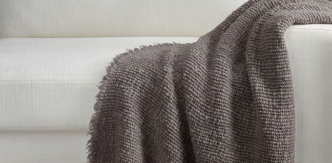 Italian Garment-Dyed Chunky Textured Wool Throw Collection