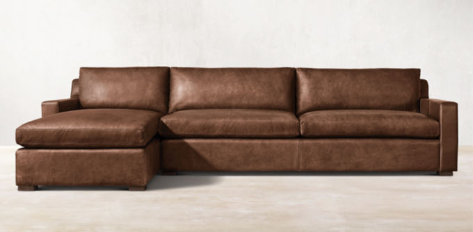Original Belgian Leather Track Arm Sectionals