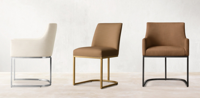 Emery Curved-Back Track Arm Dining Chair